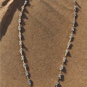 Elegant Gold and Pearl Dainty Floral Necklace